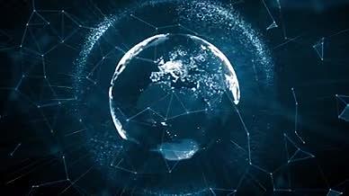 科技梦幻几何空间地球宇宙背景视频的预览图